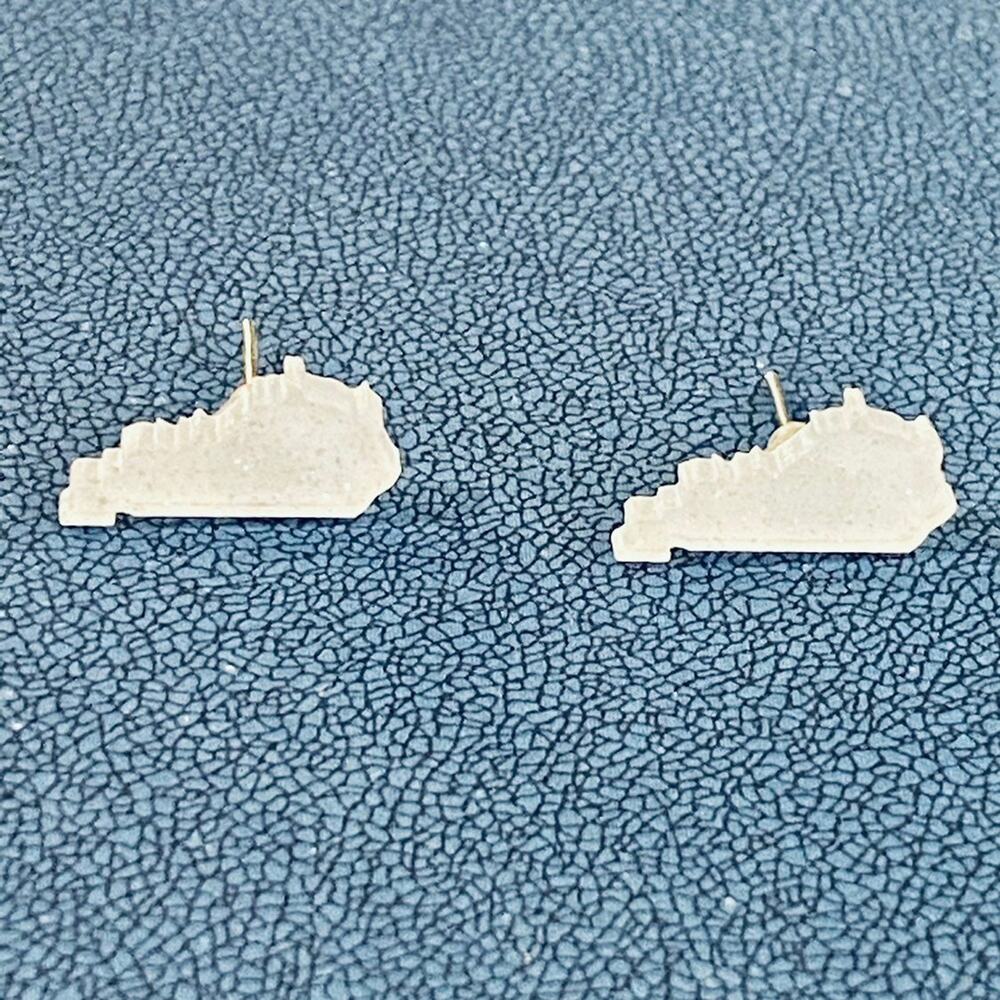 Kentucky Glitter Acrylic White Stud Earrings